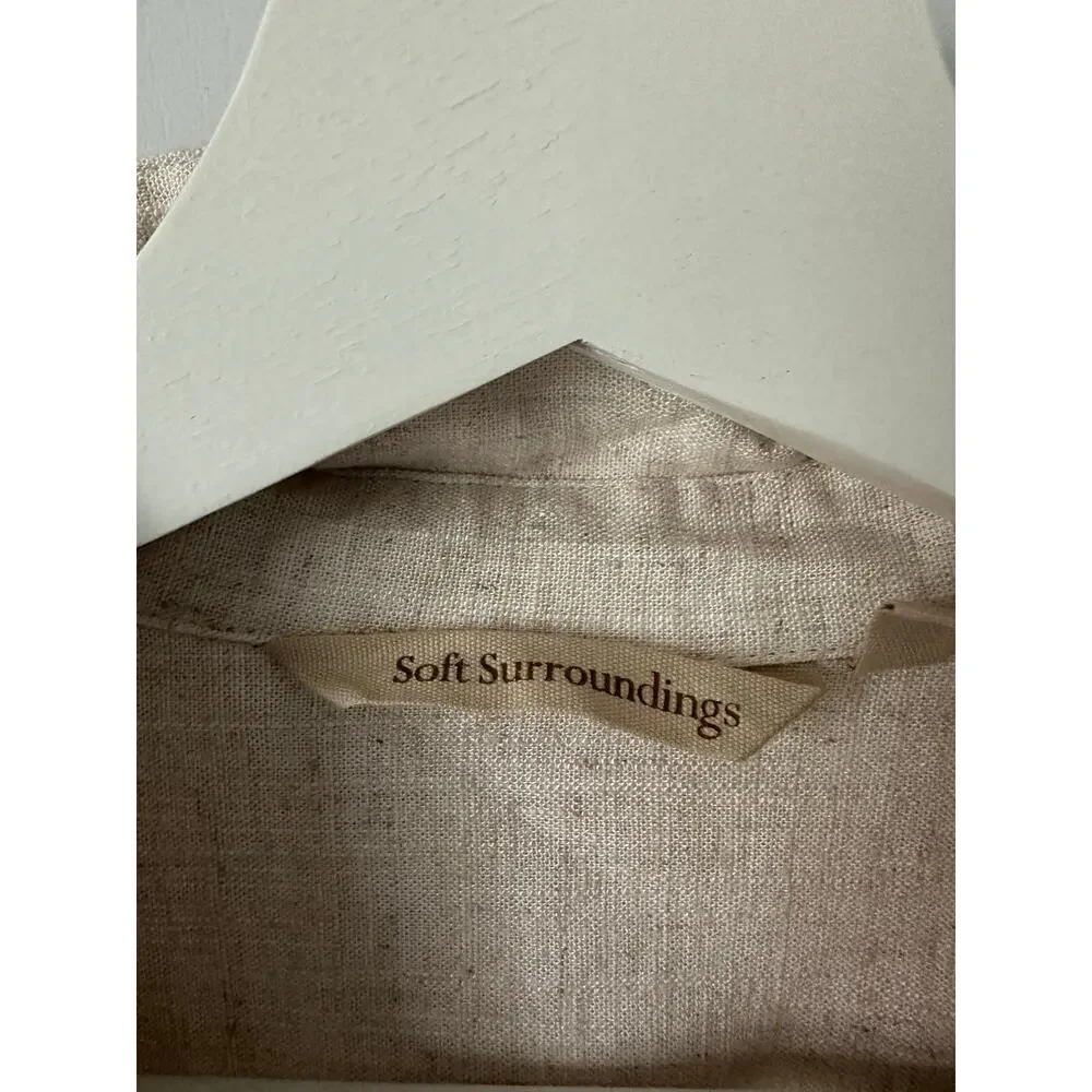 Soft Surroundings Linen Blend Blouse Beige size Medium - Picture 8 of 9